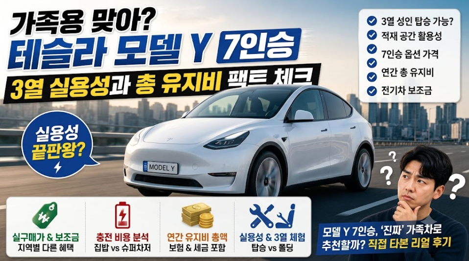 테슬라 모델Y 3열 7인승 사야 할까 말아야 할까 직접 타보고 느낀 실용성