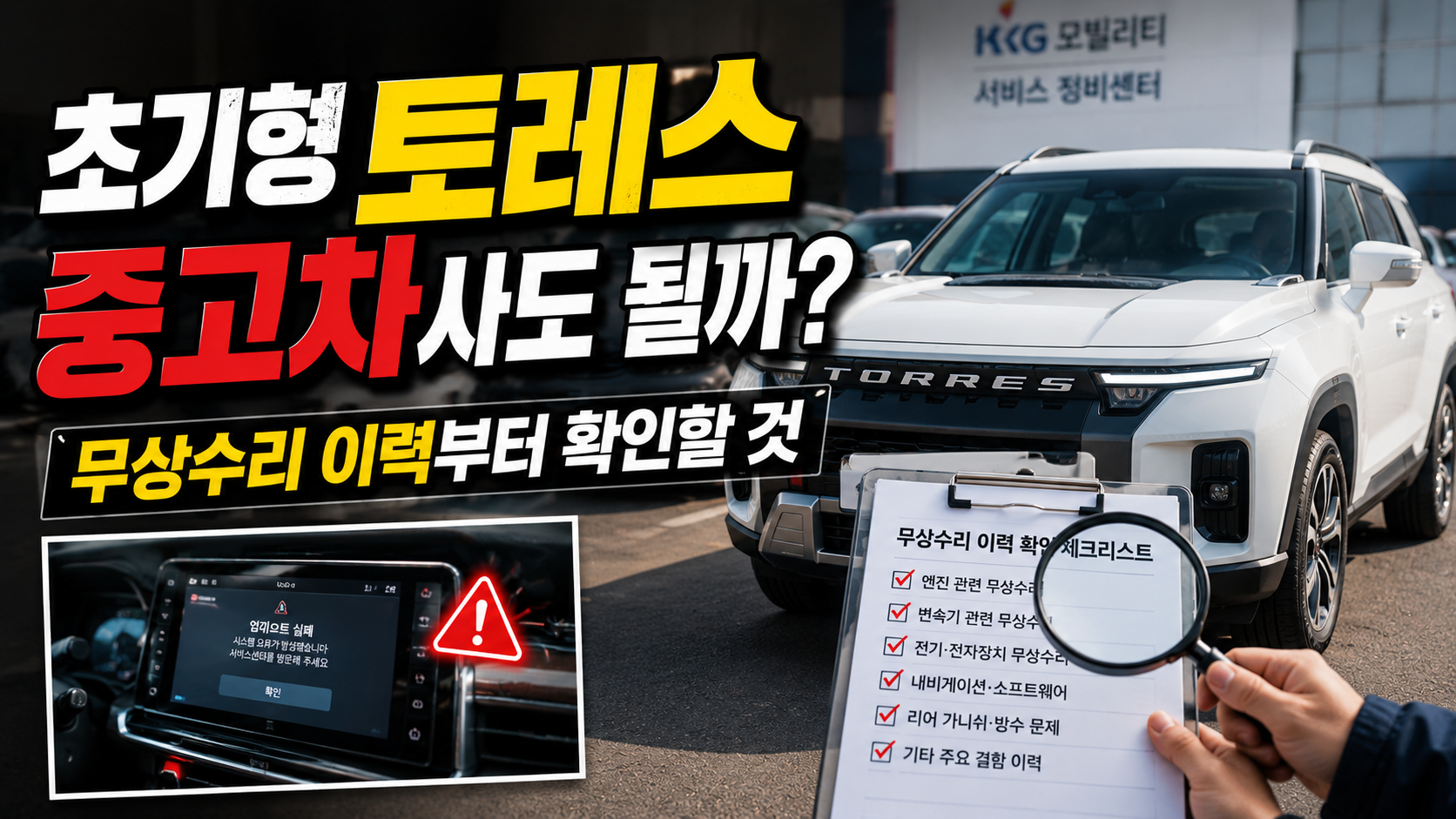 초기형 토레스 중고차 사도 될까? 무상수리 이력부터 확인할 것